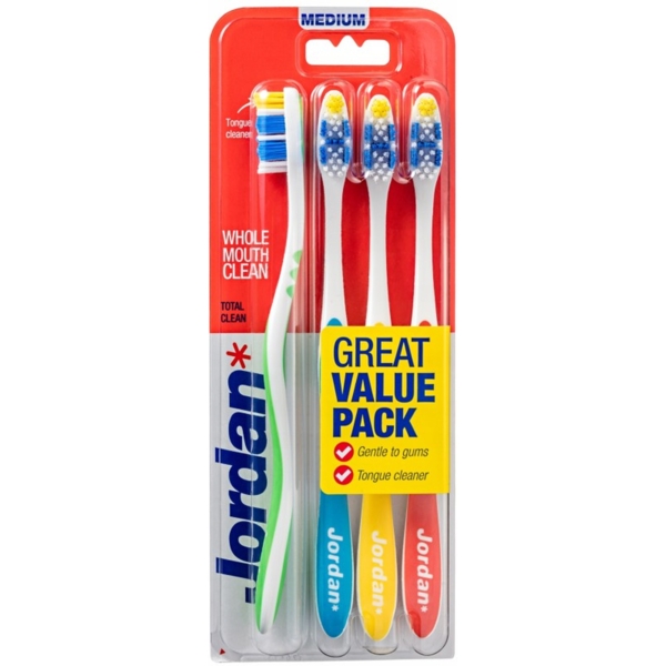 Зубна щітка Jordan Total Clean Medium, 4 шт. - Pampik