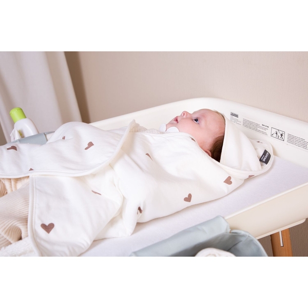 Рушник з капюшоном Childhome Hearts, 80x80 см, білий (CCBCJOH) - Pampik - 5