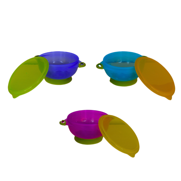 Тарілка на присосці Lindo, з кришкою, фіолетова (РК 036) - Pampik - 2