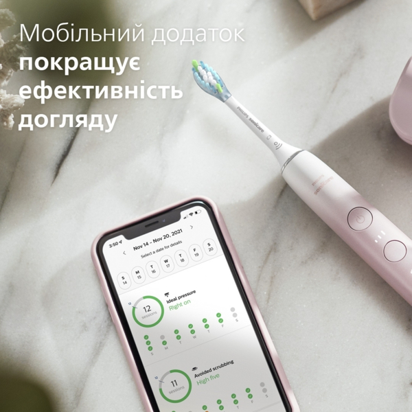 Электрическая зубная щетка Philips Sonicare DiamondClean 9000 Series, розовая (HX9911/84) - Pampik - 14