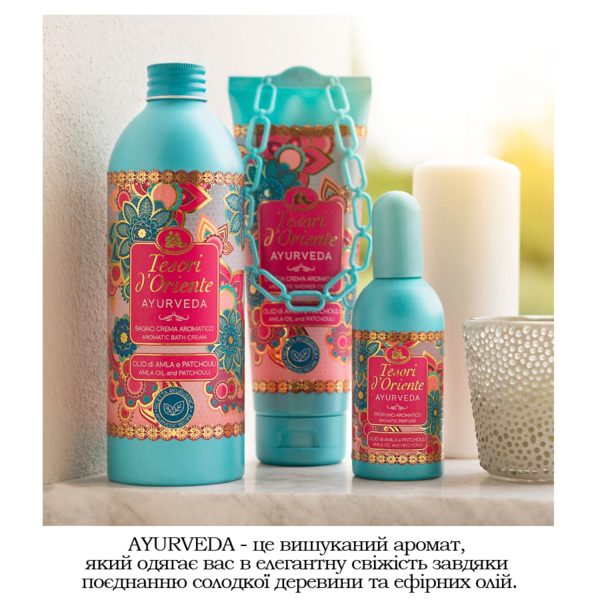 Парфумований крем-гель для душу Tesori d'Oriente Аюверда, олія амли та пачулі, 250 мл - Pampik - 3