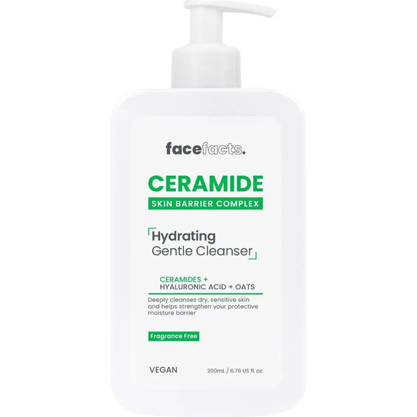 Зволожуючий засіб з керамідами для очищення шкіри обличчя Face Facts Ceramide Skin Barrier Complex Hydrating Gentle Cleanser 200 мл - Pampik