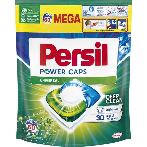 Капсули для прання Persil Power Caps Universal Deep Clean, для білих та світлих речей, 60 шт. - Pampik