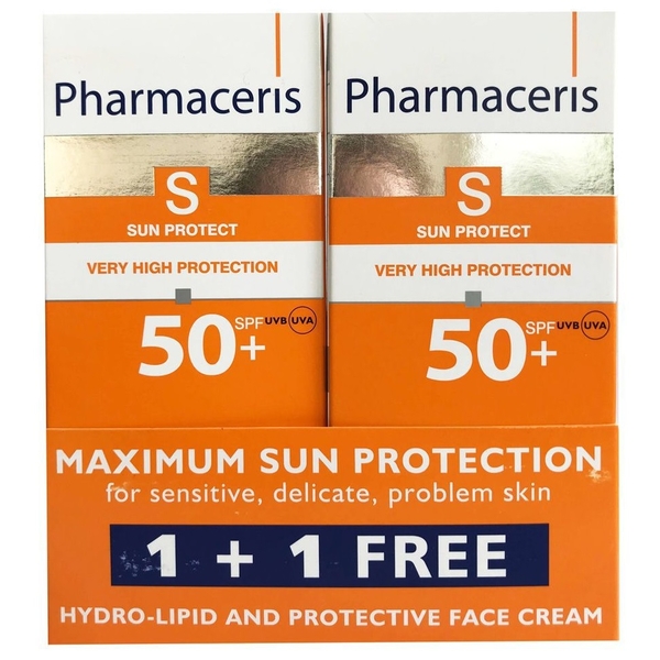 Гидролипидный солнцезащитный крем Pharmaceris S Sun Protect 1+1 SPF 50, 100 мл (2 шт по 50 мл), (Z14029) - Pampik