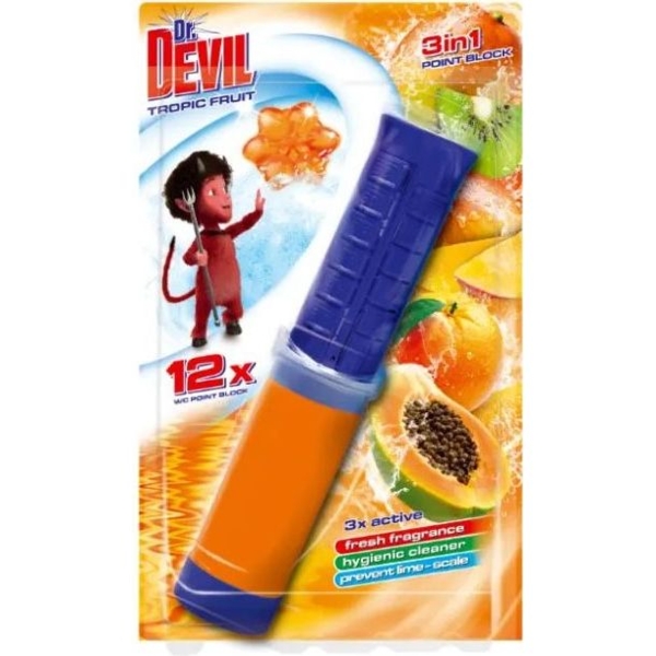 Туалетний точковий блок для унітазу 3в1 Dr.Devil Тропічні Фрукти, 75 мл - Pampik