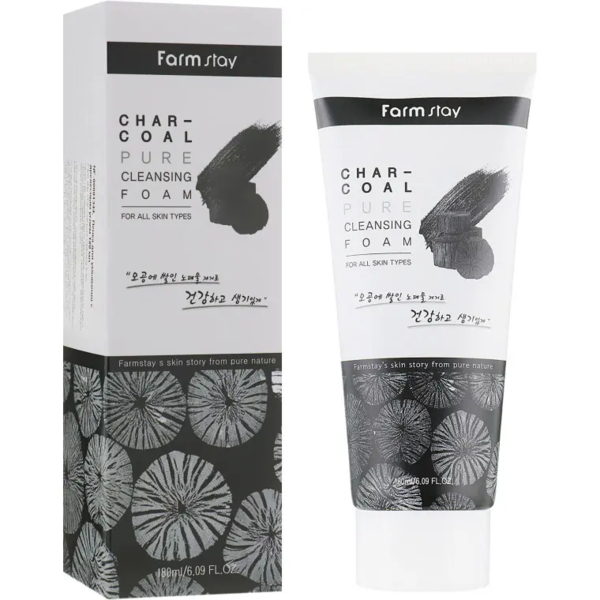 Пенка для умывания FarmStay Charcoal Pure Cleansing Foam с древесным углем 180 мл - Pampik - 2