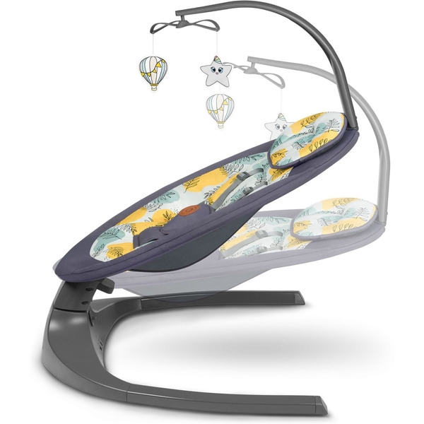 Шезлонг-гойдалка Lionelo Ralf Grey Concrete з ігровою дугою, сірий з жовтим - Pampik - 3