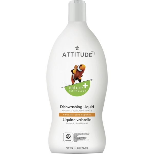 Средство для мытья посуды жидкое Attitude Цитрус, 700 мл - Pampik