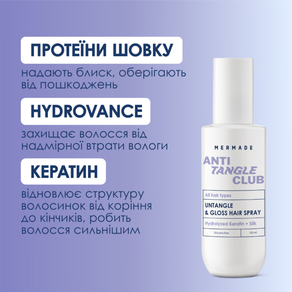 Спрей-кондиционер Mermade Hydrolyzed Keratin + Silk для легкого расчесывания, 150 мл - Pampik - 3