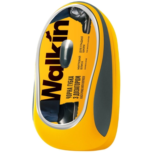 Губка з дозатором для взуття з гладкої шкіри Walkin, чорна - Pampik