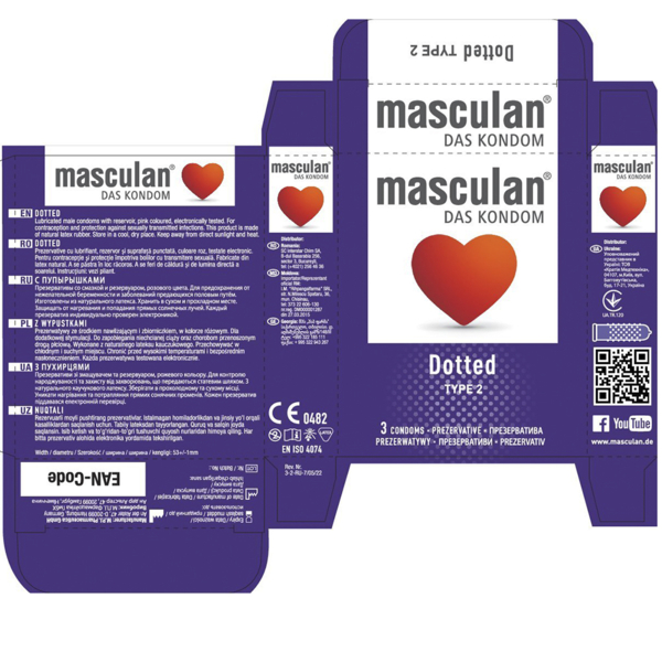 Презервативи Masculan Dotted Тип 2 з пухирцями 3 шт. - Pampik - 4