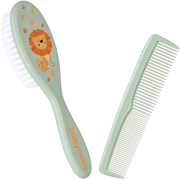 Расческа и щетка Baby Nova с искусственной щетиной, голубой (3965306) - Pampik