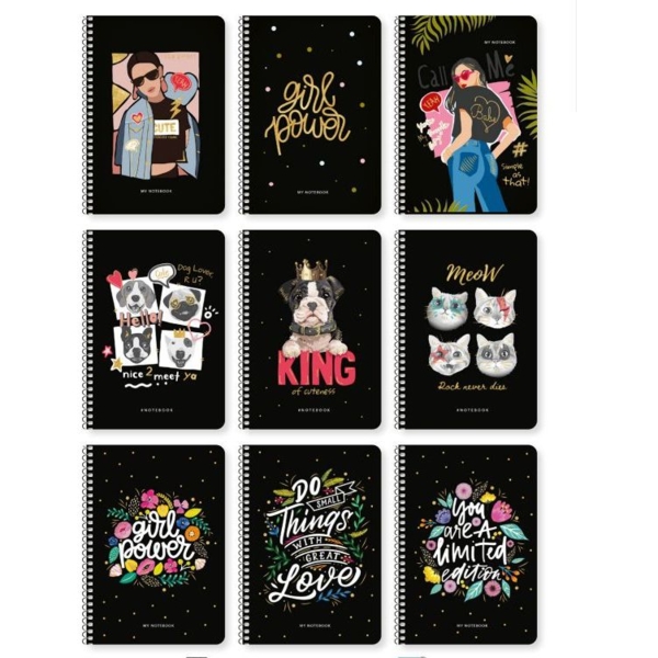 Тетрадь для записей Student Girl power, А5, в клеточку, спираль, 80 листов (A5-SC-080-6077K) - Pampik - 2