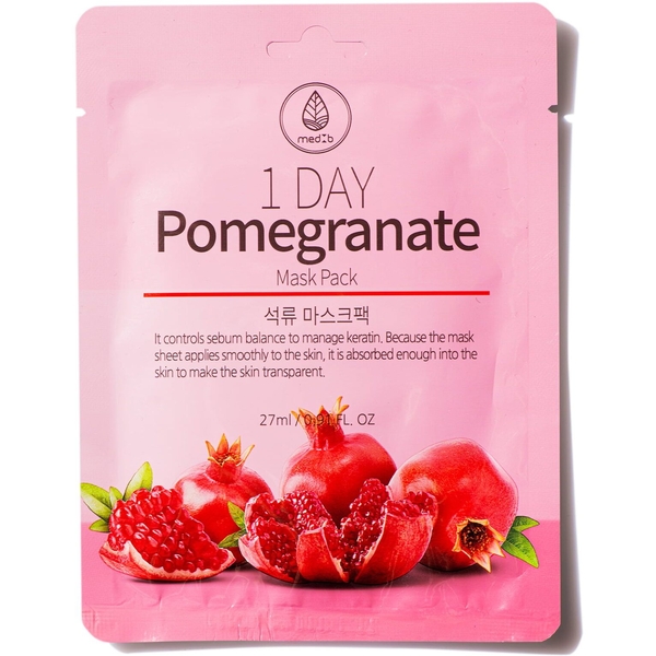 Тканевая маска для лица MED B 1 Day, с экстрактом граната, 27 г - Pampik