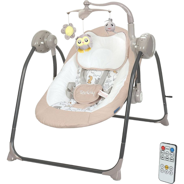 Качели El Camino Teddy ME 1075 Beige Linen Animals, бежевые (25507) - Pampik