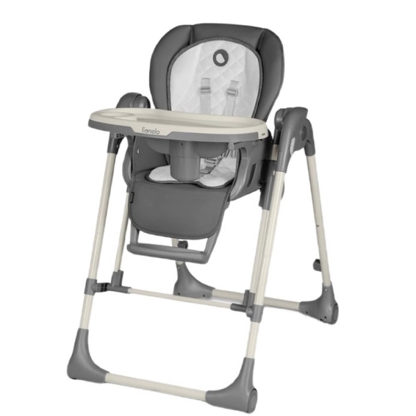 Стільчик для годування Lionelo Laurice Grey Stone, з функцією гойдалки, темно-сірий - Pampik