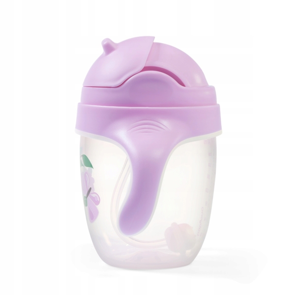 Поїлка-непроливайка з обтяженою соломкою та герметичною кришкою BabyOno Квіточки, 6+, 240 мл (1464/05) - Pampik - 3