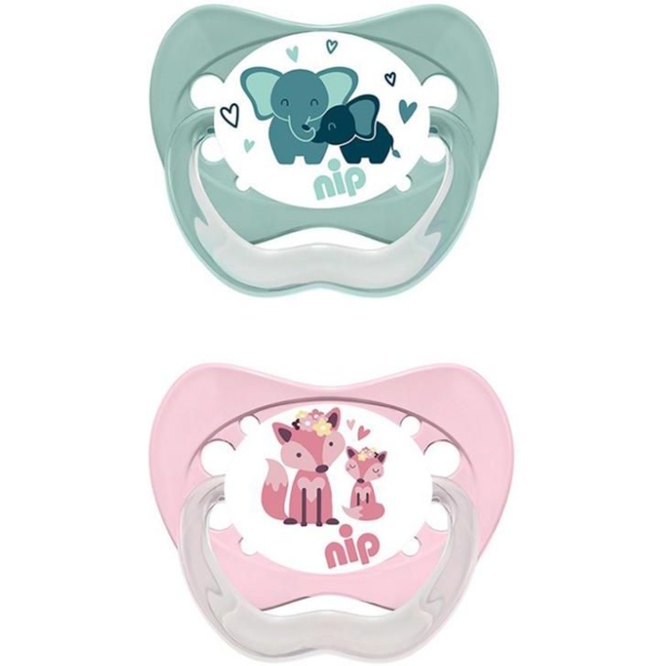 Пустышка Nip Моя семья №3 слоник/лисичка 2 шт. (38680-51) - Pampik