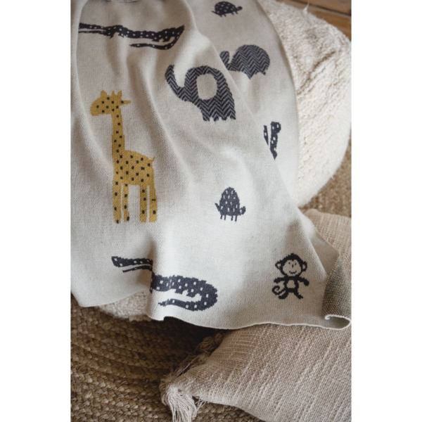 Дитяча ковдра Kaiser Тваринки Органік, 100х80 см, молочна (65220) - Pampik - 7