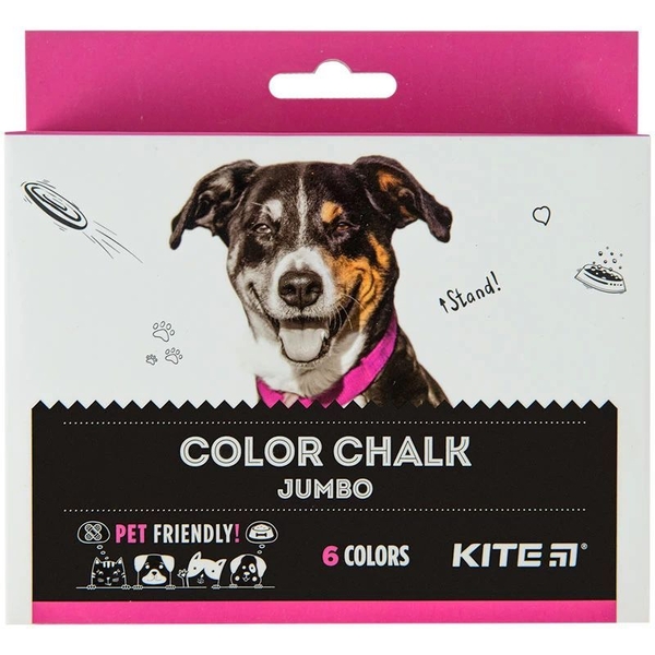 Крейда кольорова Kite Dogs Jumbo 6 шт. (K22-073) - Pampik