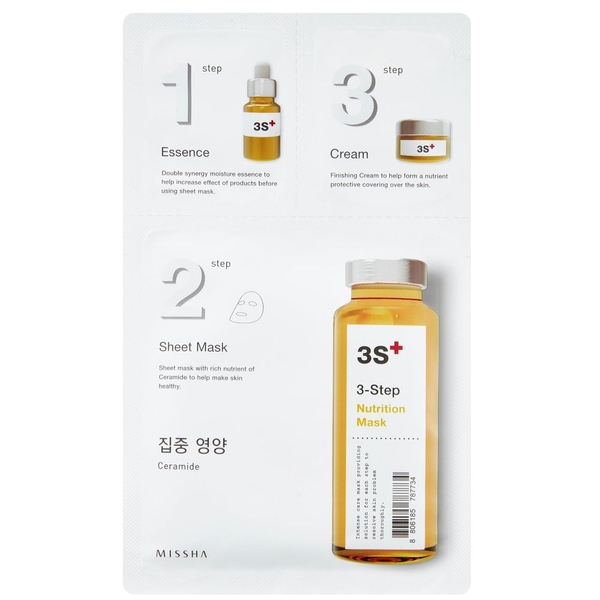 Маска для лица питательная Missha 3-Step Nutrition Mask, 38.5 г (15 г+22 г+1,5 г) - Pampik