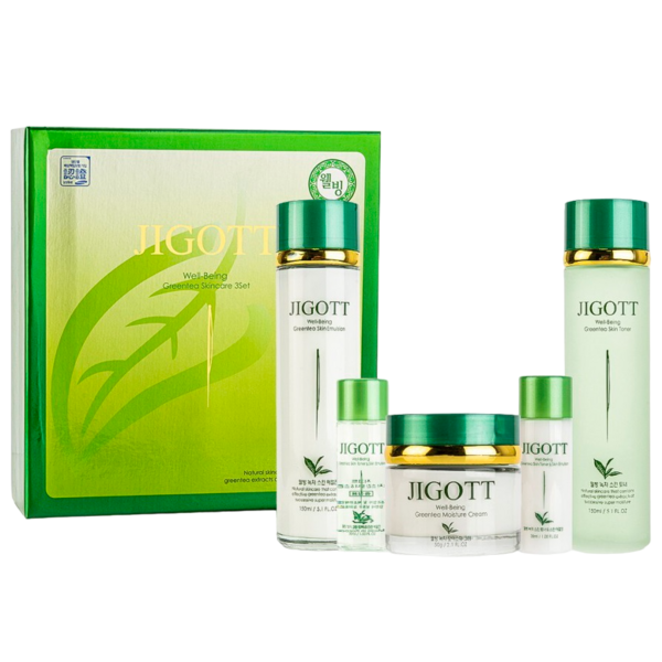 Набір для догляду за обличчям Зелений Чай Jigott Well-being Green Tea Skin Care 3Set - Pampik
