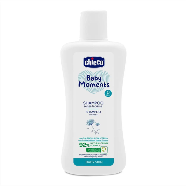 Детский шампунь Chicco Baby Moments Без Слез с экстрактом календулы, 200 мл - Pampik