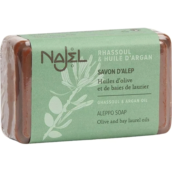 Алеппское мыло Najel Aleppo Soap Ghassoul & Argan oil с органом и вулканической глиной 100 г - Pampik