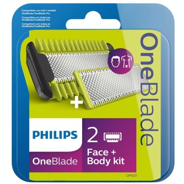 Змінні леза Philips OneBlade Face + Body, 2 шт. (QP620/50) - Pampik