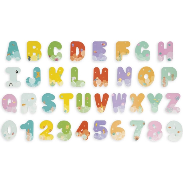 Набір для купання Janod Цифри та букви, 36 елементів (J04709) - Pampik