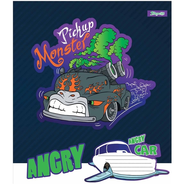 Тетрадь общая 1 Вересня Angry Car, А5, в косую линию, 12 листов (766297) - Pampik