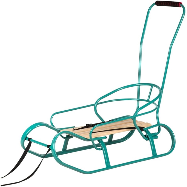 Санки Vitan Експрес зі спинкою та ручкою бірюзові (7316) - Pampik