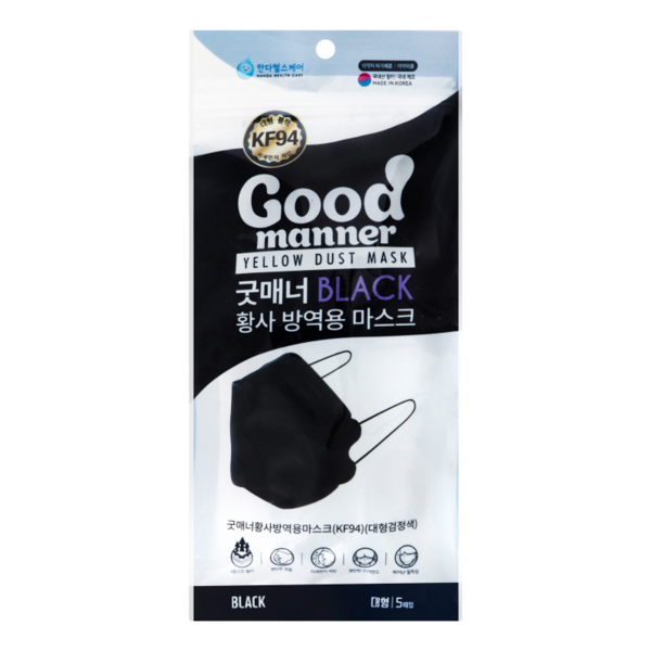 Маска захисна Good manner, чорний, 5 шт. - Pampik