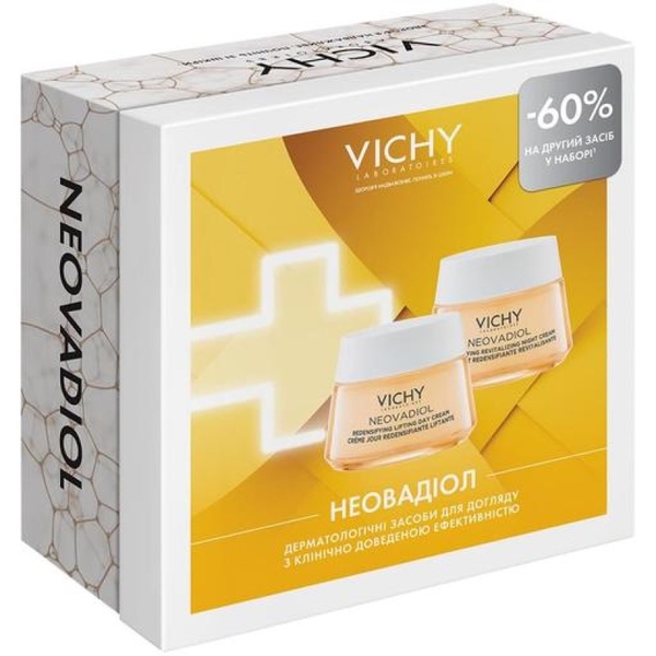 Набор Vichy Neovadiol Peri-Menopause: Дневной крем-уход для лица 50 мл + Ночной антивозрастный крем-уход 50 мл - Pampik