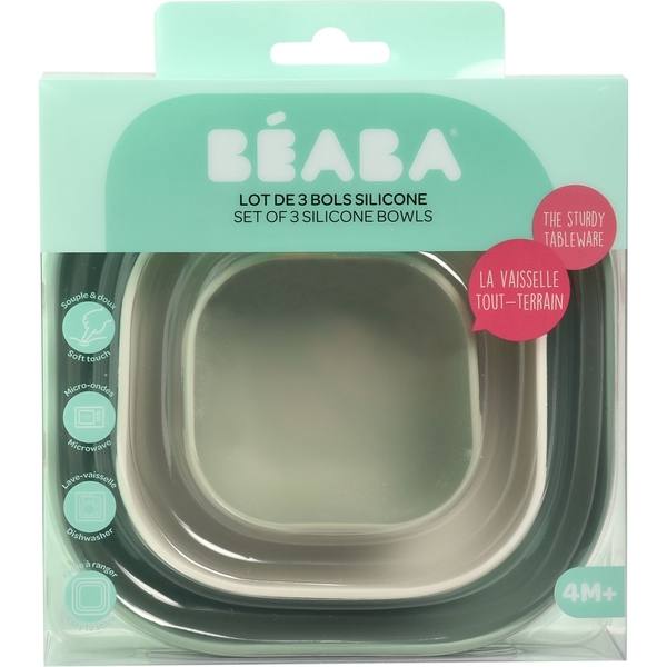 Набор глубоких силиконовых тарелок Beaba, разноцветный, 3 шт. (913567) - Pampik - 4