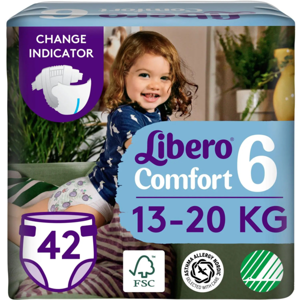 Підгузки на липучках Libero Comfort 6 (13-20 кг), 42 шт. - Pampik