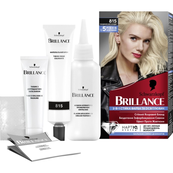 Стійка крем-фарба для волосся Schwarzkopf Brillance відтінок 815, скандинавський блондин, 170 мл - Pampik - 4