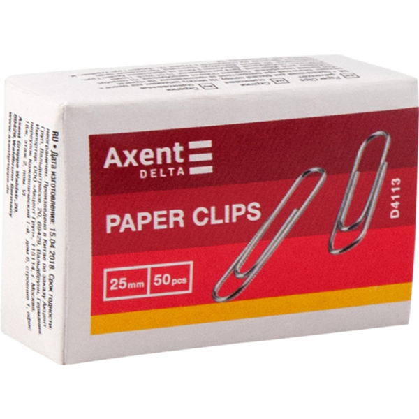 Скріпки Axent оцинковані 25 мм 50 шт. (D4113) - Pampik