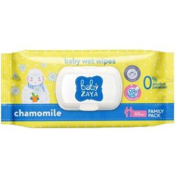 Вологі серветки Baby Zaya, ромашка, 60 шт. - Pampik