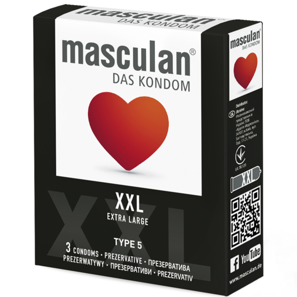 Презервативи Masculan XXL, Тип 5, збільшеного розміру, 3 шт. - Pampik