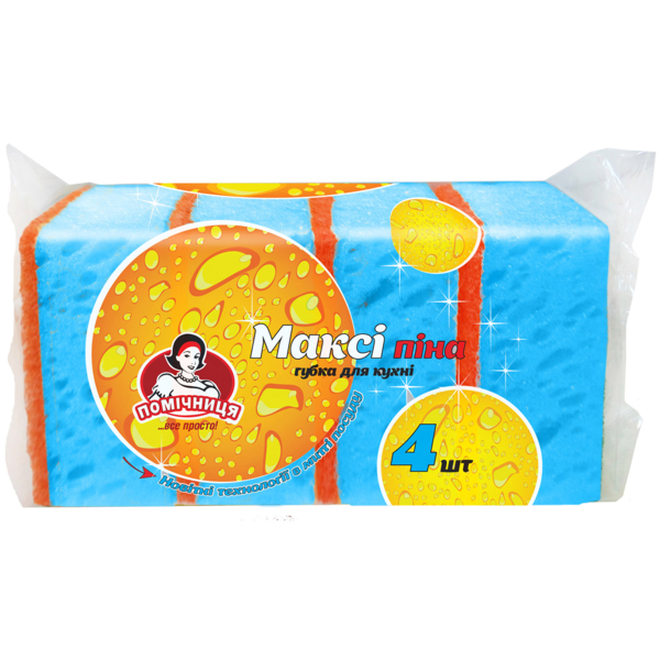Губки кухонні Помічниця Максі піна, 4 шт. - Pampik