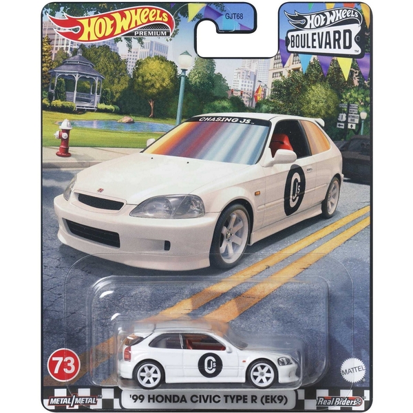Колекційна модель машинки Hot Wheels Преміальні автівки '99 Honda Civic Type R (EK9) біла (GJT68/HKF19) - Pampik