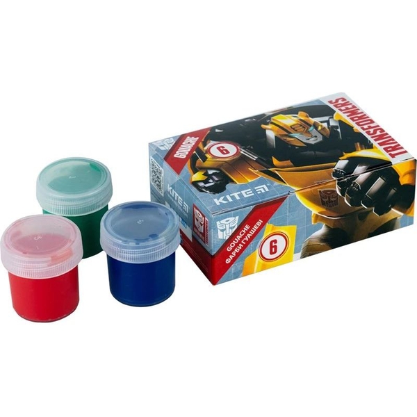 Краски гуашь Kite Transformers, 6 цветов (TF23-062) - Pampik - 3