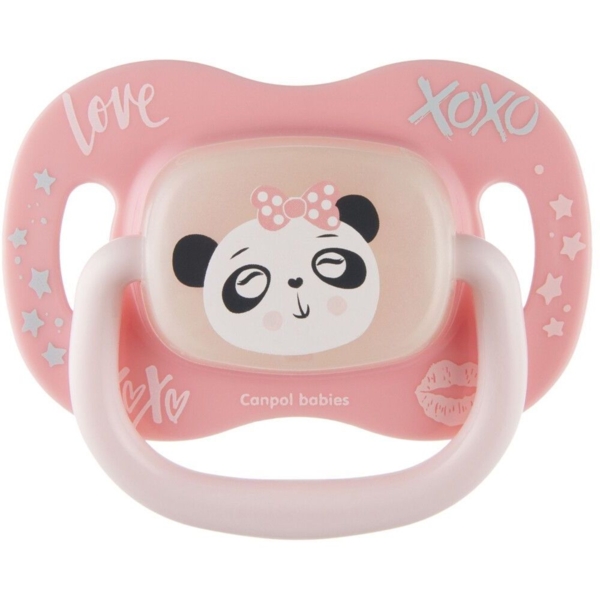 Силіконова симетрична пустушка Canpol babies Exotic Панда, рожевий, 18+ міс. (34/922_pand) - Pampik