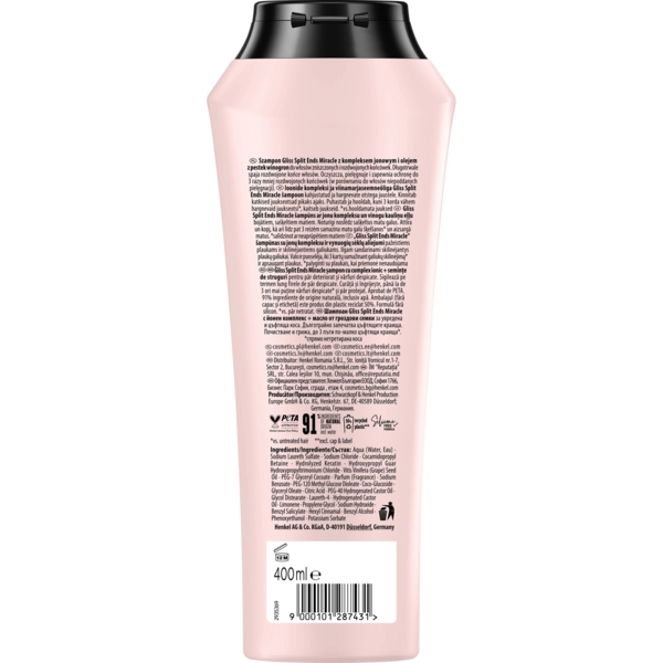 Шампунь Gliss Split Hair Miracle для пошкодженого волосся та посічених кінчиків, 400 мл - Pampik - 2
