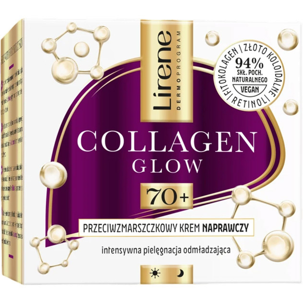 Відновлювальний крем для обличчя Lirene Collagen Glow 70+, 50 мл - Pampik - 2