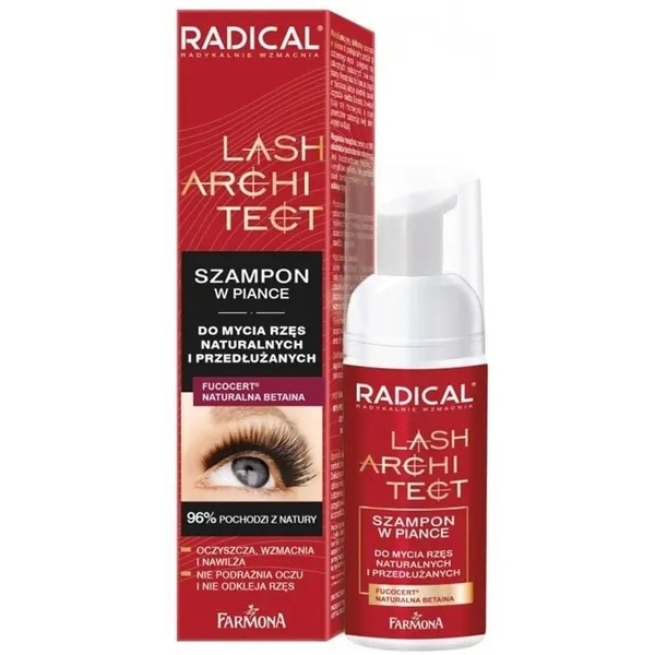Шампунь-пінка Farmona Radical Lash Architect для натуральних і нарощених вій 50 мл (5900117978313) - Pampik