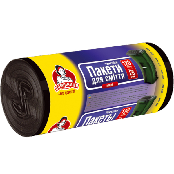 Пакеты для мусора Помічниця крепкие, 120 л, 25 шт. - Pampik