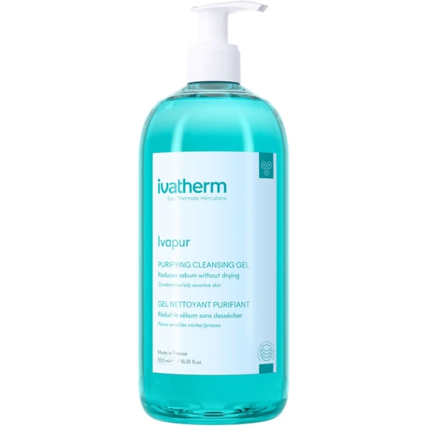 Гель-пенка очищающая Ivatherm Ivapur для чувствительной, комбинированной или жирной кожи 500 мл - Pampik