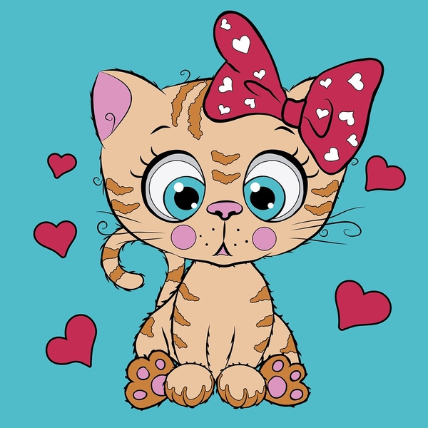 Картина за номерами Santi Рудий котик, неонові фарби, 25х25 см (954600) - Pampik